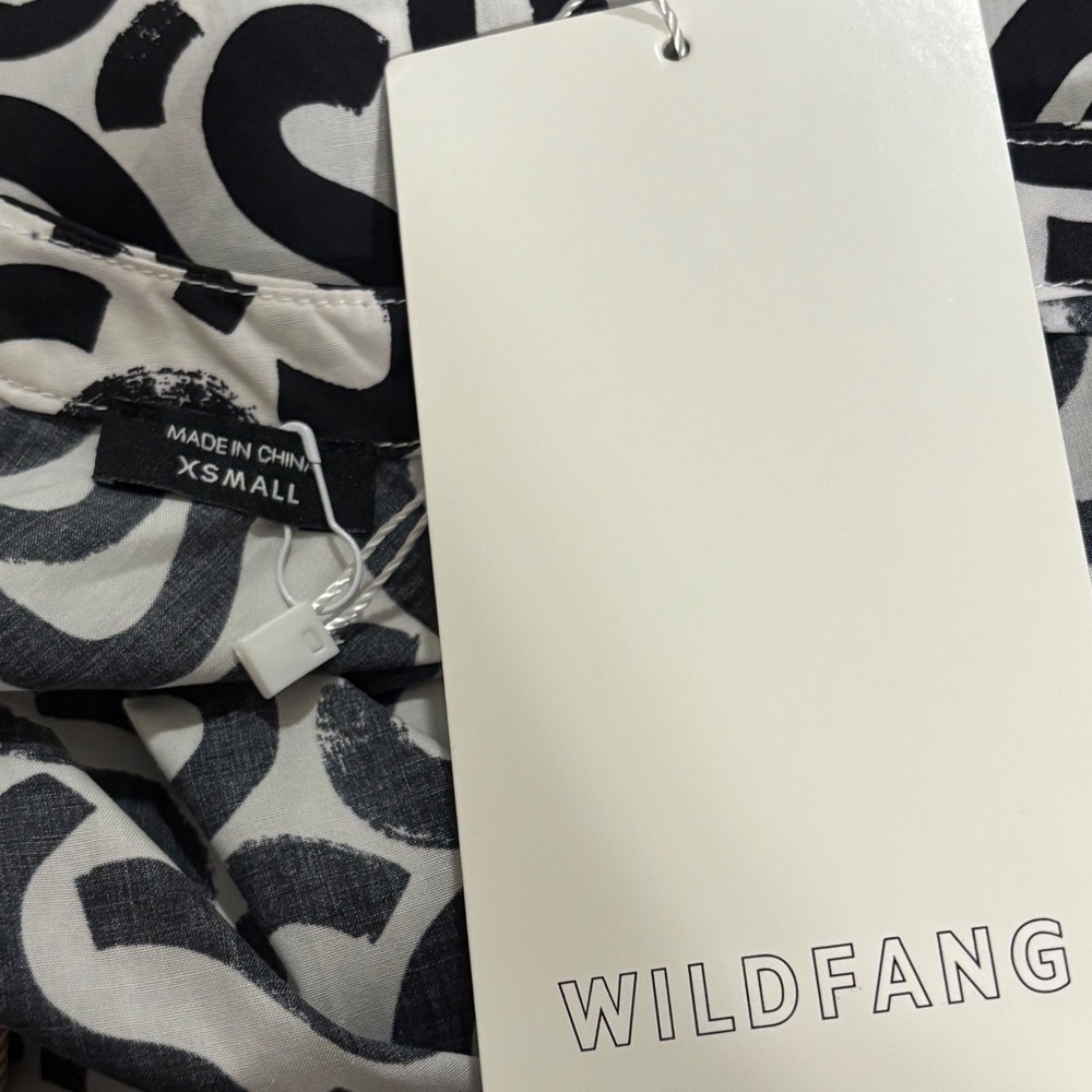 Wildfang The Essential Boxy Top Womens XS Black White Abstract Squiggle Print - Picture 3 of 7